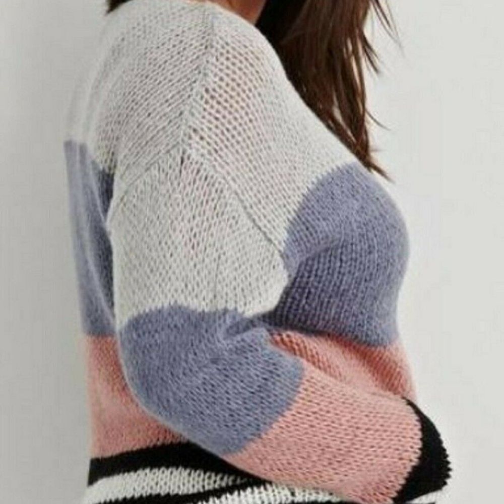Lucky Brand NWT Women's Pastel Colorblock Sweater Size 2XL Wool‎ Blend - Picture 3 of 10
